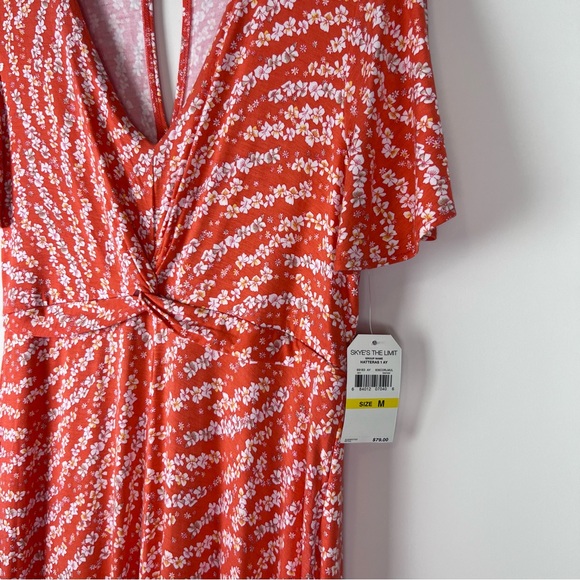 NWT Skye’s The Limit Women’s Size M Jumpsuit Orange White Floral Flutter 0098 - Picture 6 of 7